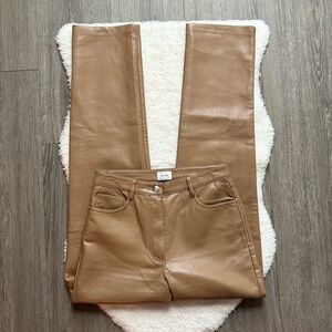 Aritzia Wilfred Women's Faux Leather Brown Straight Pants